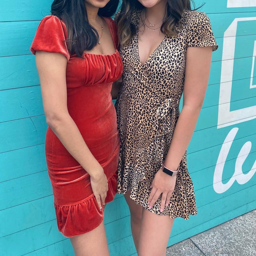 H&M cheetah print wrap mini dress